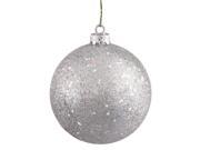 Shatterproof Silver Splendor Holographic Glitter Christmas Ornament 4 100mm