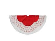 48 Country Cabin Red and White Glitter Snowflake Scallop Christmas Tree Skirt with Faux Fur Border