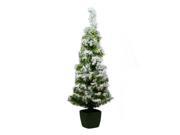 3.5 x 18 Pre Lit Potted Flocked Green Artificial Christmas Tree Clear Lights