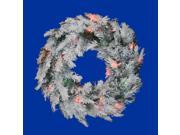 24 Pre Lit Flocked Alaskan Artificial Christmas Wreath Multi Dura Lights