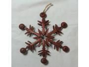 11.5 Country Cabin 6 Point Red Metal Christmas Star Ornament with Jingle Bells