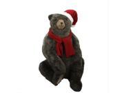 36 Sitting Plush Brown Bear Christmas Decoration Wearing Hat and Scarf