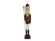48 Decorative Burgundy Red Wooden Christmas Nutcracker King with Scepter