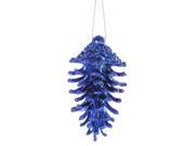 3ct Blue Glittered Natural Pine Cone Christmas Ornaments 3.5