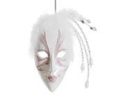 9 Pink and White Glittered Ornate Masquerade Mask Christmas Ornament