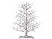 3 Pre Lit Battery Operated Silver Fiber Optic Christmas Twig Tree Multi