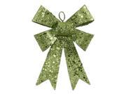 5 Lime Green Sequin and Glitter Bow Christmas Ornament