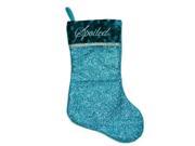 17 Metallic Blue Embroidered Spoiled Christmas Stocking with Shadow Velveteen Cuff