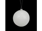 Winter White Glitter Striped Shatterproof Christmas Ball Ornament 3 75mm