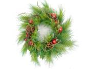 24 Apple Berry Pine Cone Artificial Christmas Wreath