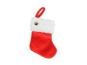 6 Red Velvet Christmas Stocking with White Faux Fur Cuff and Silver Bell Decoration