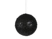 Fancy Black Glitter Drenched Christmas Ball Ornament 4.75 120mm