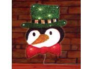 16 Lighted Tinsel Penguin in Top Hat Christmas Window Silhouette Decoration