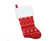 19 Traditional Red Embroidered Snowflake Faux Fur Cuffed Christmas Stocking