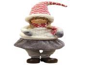 19.5 Red Gray and Ivory Young Girl Gnome Christmas Tabletop Decoration