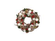 20 Frosted Pine Cone Twigs and Berries Artificial Christmas Wreath Unlit