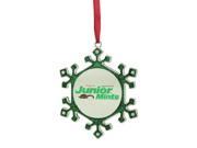 3.5 Silver Plated Snowflake Junior Mints Candy Logo Christmas Ornament with European Crystals