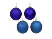60ct Shatterproof Royal Blue 4 Finish Christmas Ball Ornaments 2.5 60mm