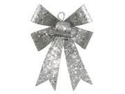 5 Silver Sequin and Glitter Bow Christmas Ornament