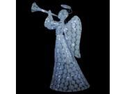 56 Floral Printed Angel with Sequins Holding Trumpet LED Lighted Christmas Yard Art Decoration