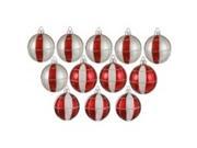 12ct Peppermint Twist Shatterproof Silver White Red Striped and Checkered Christmas Ornaments 2.5 60mm