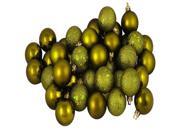 96ct Olive Green Shatterproof 4 Finish Christmas Ball Ornaments 1.5 40mm