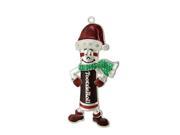 4.25 Silver Plated Holiday Tootsie Roll Man Candy Logo Christmas Ornament with European Crystals