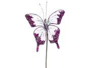 7 Princess Garden Glittering Violet Butterfly Beaded Floral Craft Pick