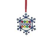3.5 Silver Plated Snowflake Dots Candy Logo Christmas Ornament with European Crystals