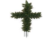 22 Green Pine Artificial Cross Shape Wreath with Ground Stakes Unlit
