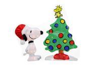 24 Pre Lit 2 D Peanuts Snoopy and Christmas Tree Yard Art Decoration Clear Lights
