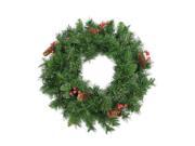 24 Iced Mixed Pine Red Berry and Pine Cone Artificial Christmas Wreath Unlit