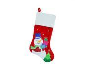 20.5 Red and White Embroidered and Embellished Snowman with Glitter Presents Christmas Stocking