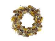 20 Natural and Yellow Pine Cone and Wheat Artificial Christmas Wreath Unlit