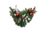 29 Pre Decorated Red and Silver Holly Ball Cedar and Pine Cone Artificial Christmas Swag Unlit