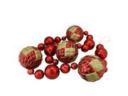 6 Oversized Shatterproof Shiny Red Christmas Ball Garland with Gold Glitter Accents