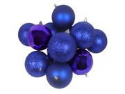 12ct Cobalt Blue Shatterproof 4 Finish Christmas Ball Ornaments 4 100mm