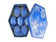 7 Piece Blue and White Decoupage Merry Christmas Snowflake Shatterproof Ball Ornament Set 2.75