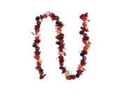 5 Decorative Red Wooden Rose Berry and Apple Artificial Christmas Garland Unlit