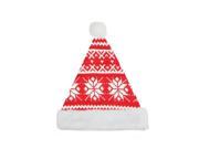 14 Alpine Chic Red and White Knitted Snowflake White Brim Christmas Santa Hat Medium Adult Size