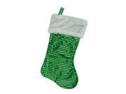 18 Green and White Faux Fur Cuffed Disco Sequined Christmas Stocking