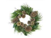 28 Monalisa Mixed Pine with Large Pine Cones and Foliage Christmas Wreath Unlit