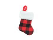 7 Alpine Chic Red and Black Shepherd s Check Print Christmas Stocking with White Faux Fur Cuff
