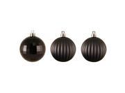 100ct Jet Black 3 Finish Shatterproof Christmas Ball Ornaments 2.5 60mm