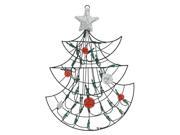 19 Lighted Christmas Tree with Silver Tinsel Star Window or Wall Silhouette Decoration