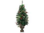 4 Potted Pre Decorated Frosted Pine Cone Berry and Twig Artificial Christmas Tree Unlit
