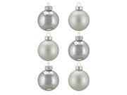 6ct Shiny and Matte Silver Glass Ball Christmas Ornaments 2.5 65mm