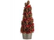 24 Potted Pine Cone Crab Apple Artificial Christmas Tree Unlit