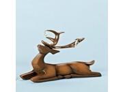 7.5 Faux Wooden Finish Laying Deer Decorative Christmas Table Top Decoration
