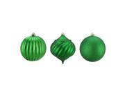 3ct Green 3 Finish Shatterproof Onion and Ball Christmas Ornaments 4.75 120mm